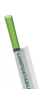 7.75" Green Wrapped Straw