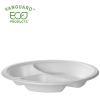 Vanguard™ Renewable & Compostable Sugarcane Plate - 10in 3-Compartment - 1.75in Deep - No PFAS Added